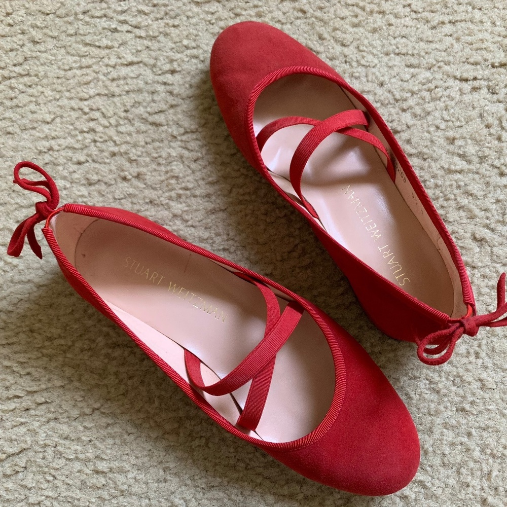 Stuart Weitzman Red Ballet Flats